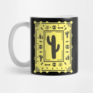 Papel Picado - black- skull - cactus- bone -yellow - Dia De Los Muertos Mug